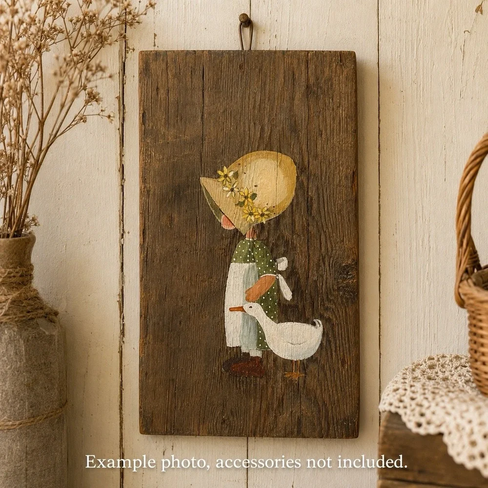 Vintage Cottage Folk Art Goose Duck Wood Plaque Wall Art Webb Rustic Country